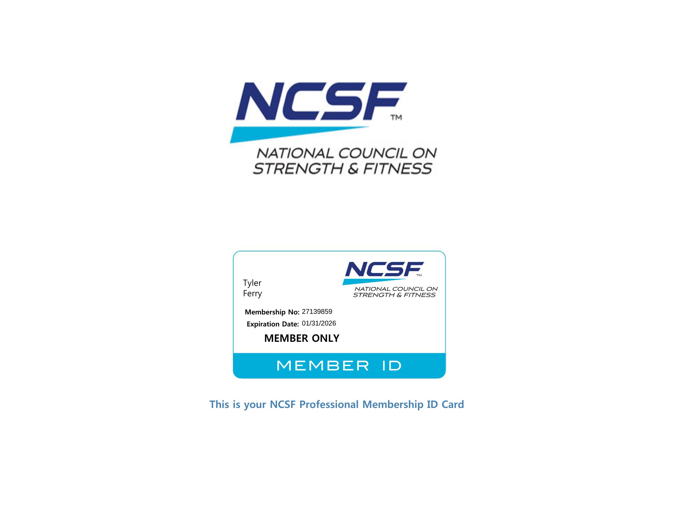 NCSF Membership Card
